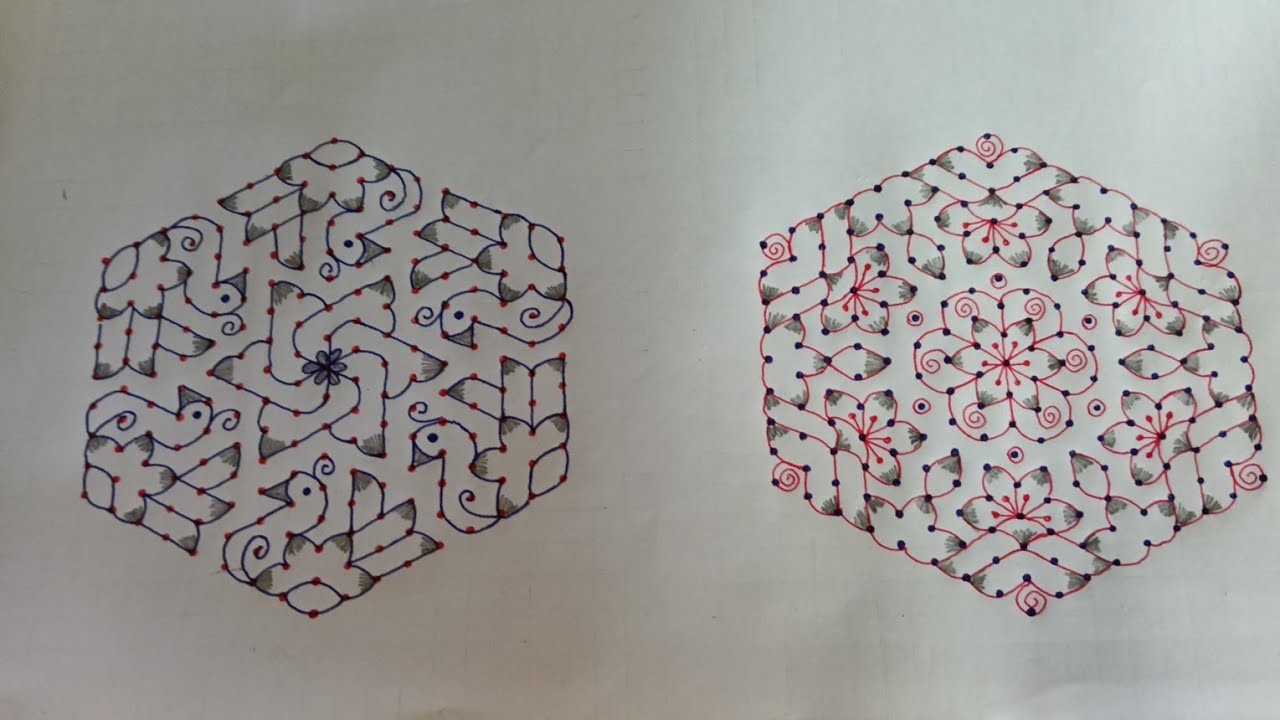 17*9 dots rangoli designs 🌺 daily rangoli 🌺 kolam designs 🌺 muggulu with dots rangoli 🌺