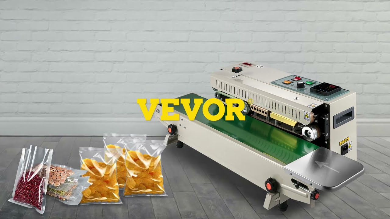 VEVOR VEVOR Máquina de sellado continua automática FR900K 0-16 m/min  Selladora de banda de ancho de sello 6-15mm Selladora automática horizontal para  sellar