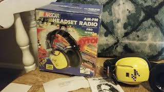 Vintage Nascar Pro Series AM FM RN-500 Headset Radio Headphones with Box, Manual and warranty card.