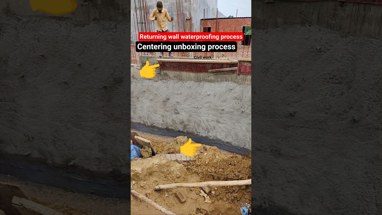 Returning wall waterproofing process, Centering unboxing process 