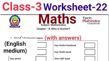 EDMC Class 3 Worksheet 22 Maths Chapter 8 who is heavier|solved answers full explanation|Padho India