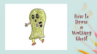 How to Draw a Walking Ghost Step by Step | Drawing Lessons