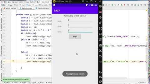 MOB1032 Giải phương trình bậc 2 trong android  lab3 b2