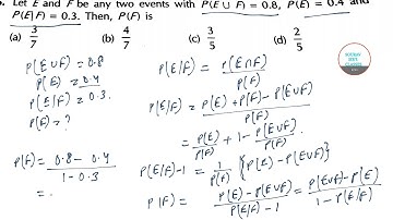 PROBABILITY OBJECTIVE QUESTIONS ONLINE LECTURES, STUDY MATERIAL,YEAR SOLVE,COMPLETE SOLUTION