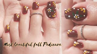 Fall Pedicure ~ Toe Nail art || Most Beautiful Toe Nails