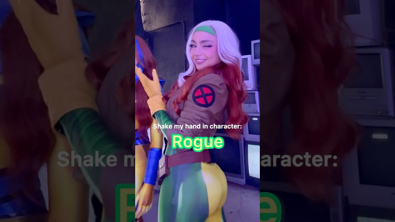 Shake my hand in character, Rogue! Can you name all of the #xmen characters? #cosplay #marvel