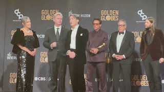 Christopher Nolan and Cillian Murphy (Best Picture, 'Oppenheimer') at 2024 Golden Globes press room