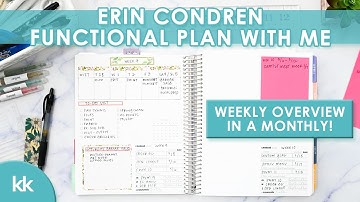 Erin Condren Functional Plan with Me Week on One Page in Monthly Planner Weekly Overview Notes Page