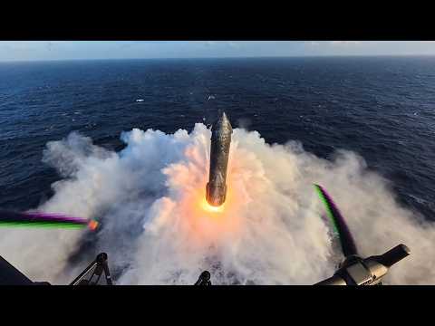 Drone Cam: Landing burn and splashdown of Starship on Flight 13