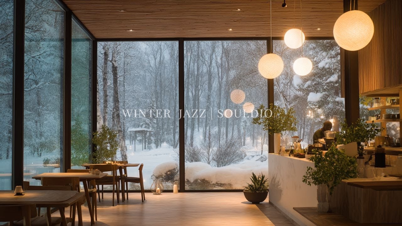 [плейлист] Сижу у окна кафе, смотрю на заснеженный лес | Музыка в кафе | Зимний джаз