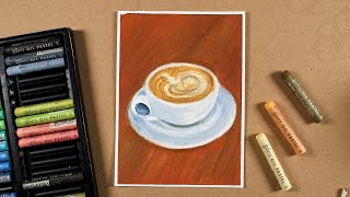 كيفية رسم فنجال قهوة بالباستيل الزيتية رسم بسيط وسهل screenshot 5