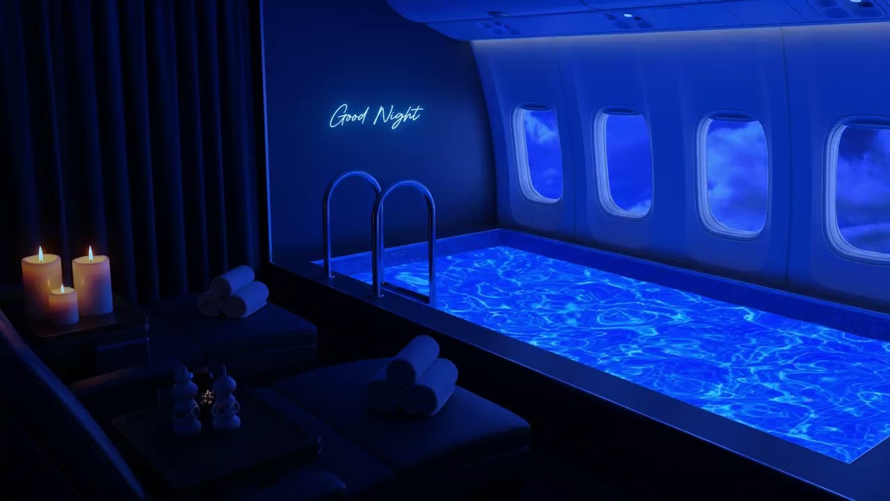 5H Sleep in a First Class Jet Pool – Calm Cabin Ambience & Engine Sounds