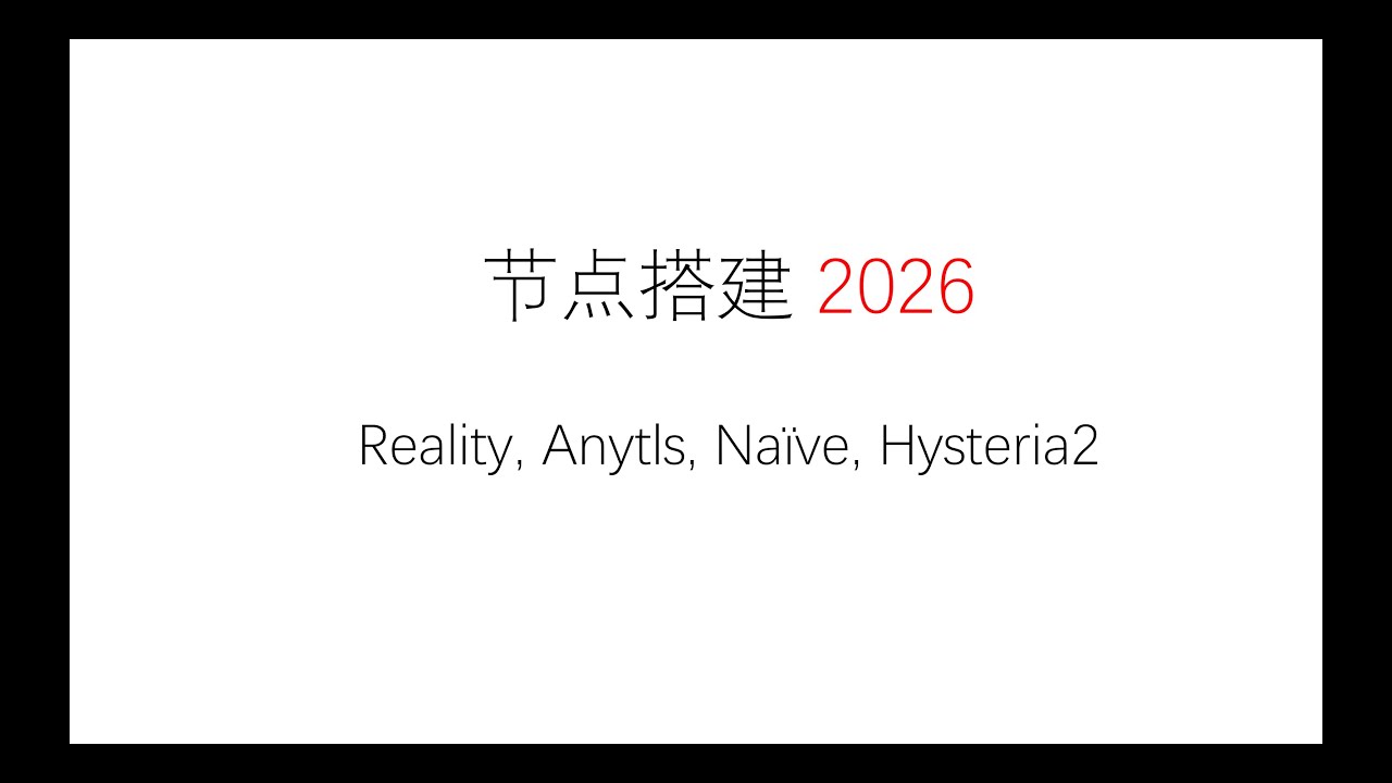 主流节点手搓搭建 2026 | Reality Anytls Naive Hysteria2