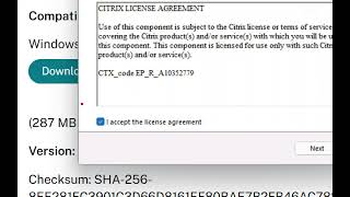 Installing the Citrix Workspace App 2307 for Windows.