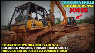 Skills Operator Hyundai Evakuasi Buldoser Pincang Naik Mitsubishi Fuso ( Mobilisasi Alat Berat )