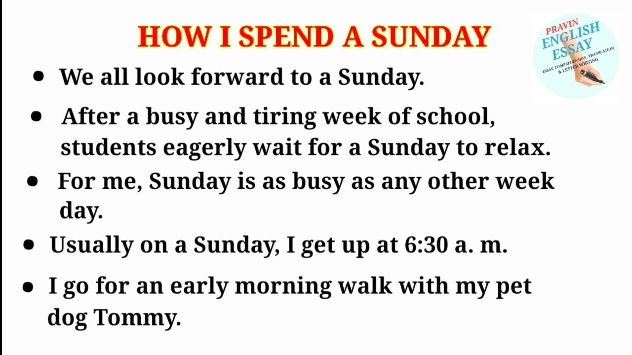Essay on how I spend my Sunday || how I spend a Sunday 
