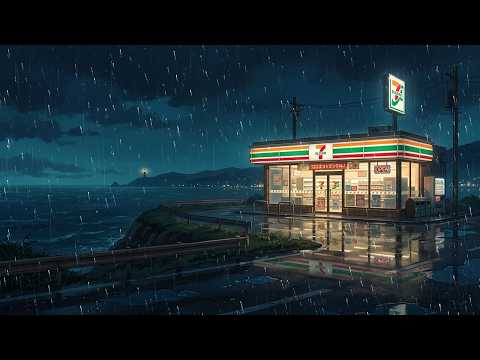 The Last Light on the Coast 🌧️ A Lonely Rainy Seaside Konbini · Slow Piano Lofi for Sleep