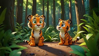 Two Tiny Tigers Tiptoe Slow | Quiet Song for Kids | Nursery Rhymes and Learning Songs