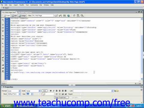 HTML Tutorial Linking to Video & Audio Files Training Lesson 14.2