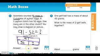 2-8 Math Boxes