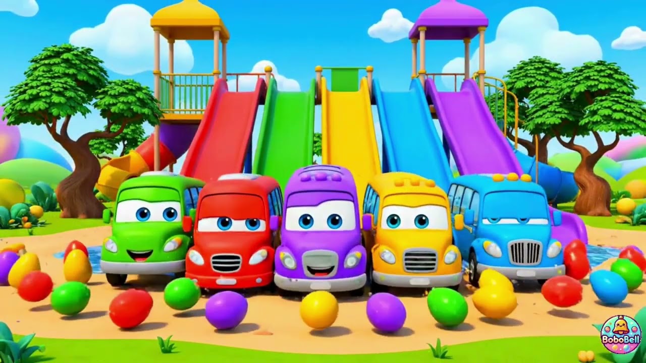 Cars Running on the Rainbow Slide 🌈🚗 | Fun Color Song for Kids