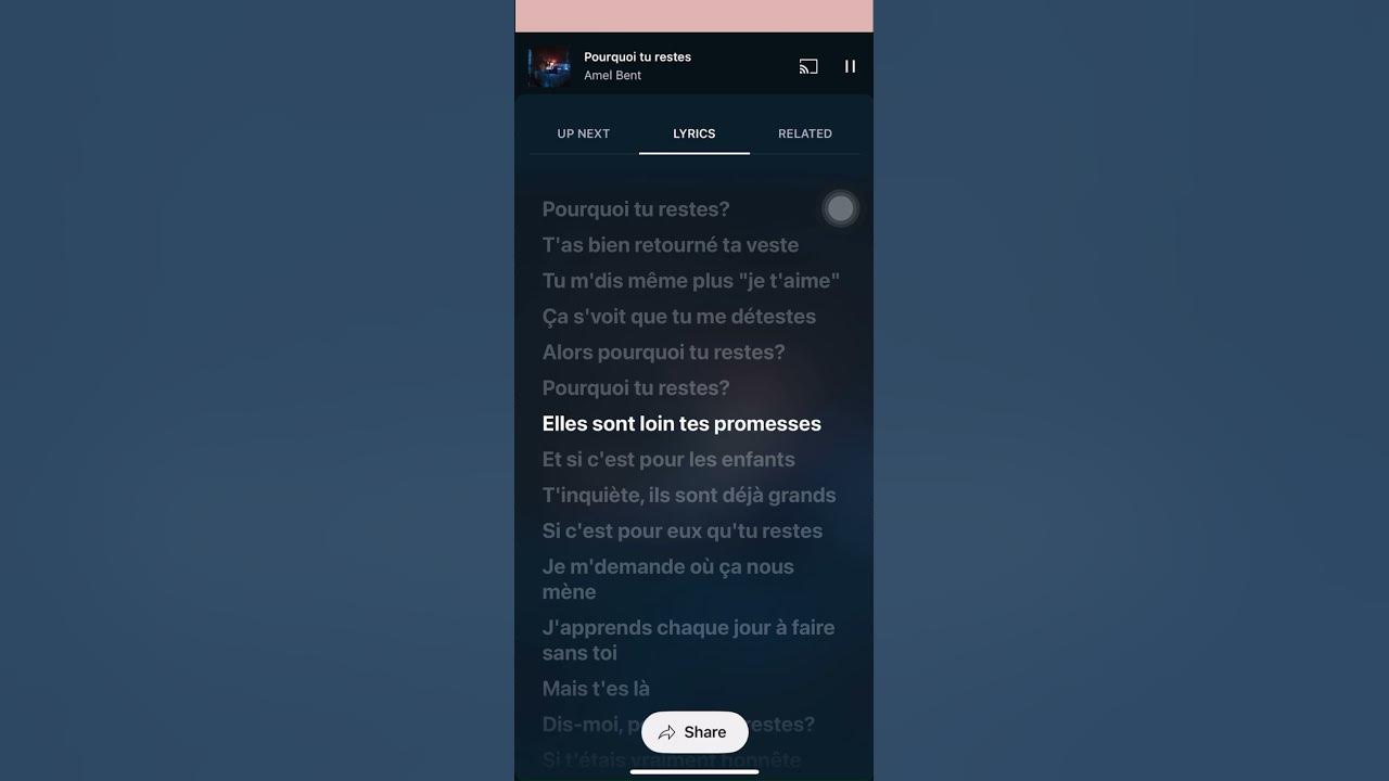 POURQUOI TU RESTES - Amel Bent - Lyrics Vidéo