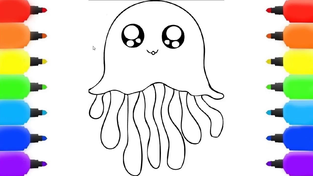 كيف ترسم قنديل البحر للاطفال المبتدئين / How to draw jellyfish for beginner  children