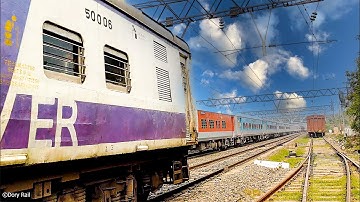 Exiting & amazing EMU Local train Crossing Chasing & parallel run | Indian Railway [4K]