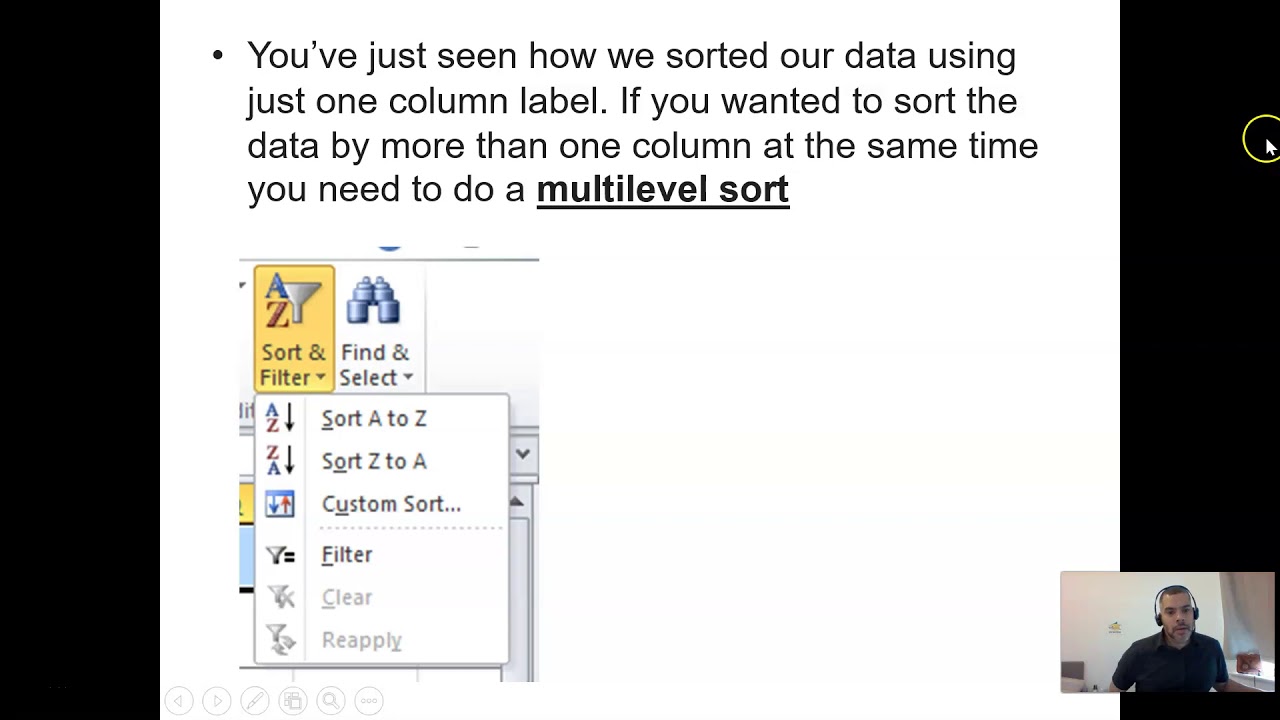 Sorting and Filtering Spreadsheet data - YouTube