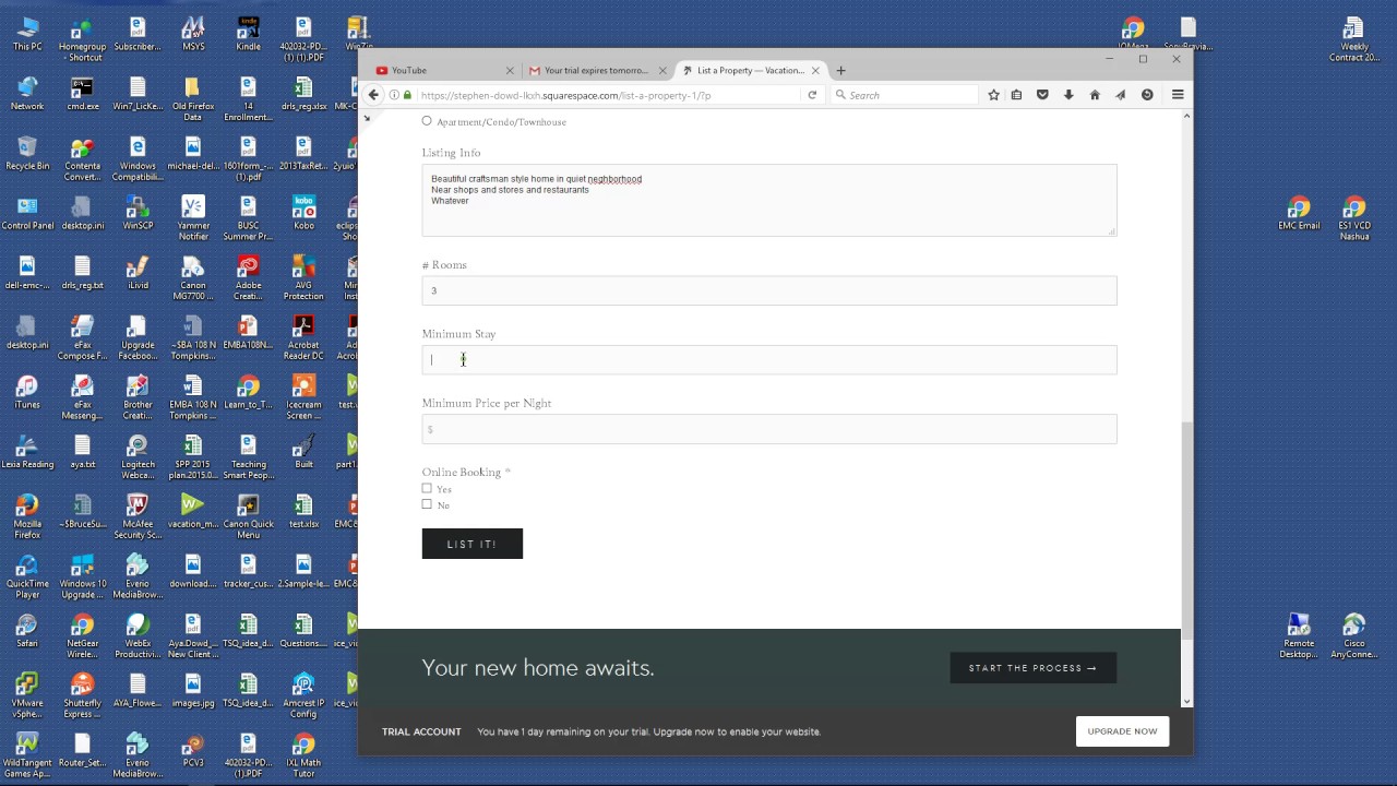 Vacation Rental Website Demo: Listing a Property