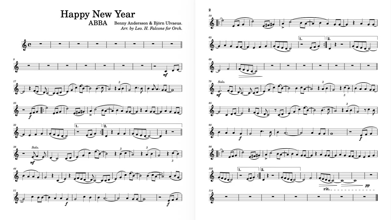 Happy New Year - ABBA 1980 | Arr. for Ragtime Orchestra