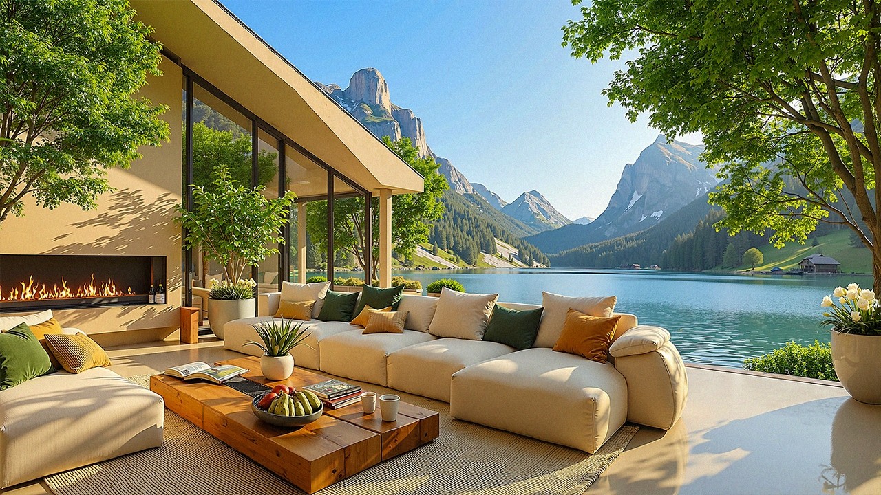 Elegant Lakeside Jazz Retreat | Soft Jazz & Lakeside Calm For Positive Energy