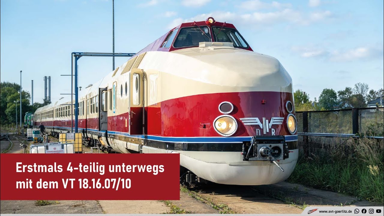 SVT Görlitz - Erste kurze Testfahrten mit dem 4-teiligen VT 18.16.07/10 auf dem Werksgelände