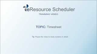Timesheet Training - eResource Scheduler 4.0.1 - Enbraun's Software to Plan Resources