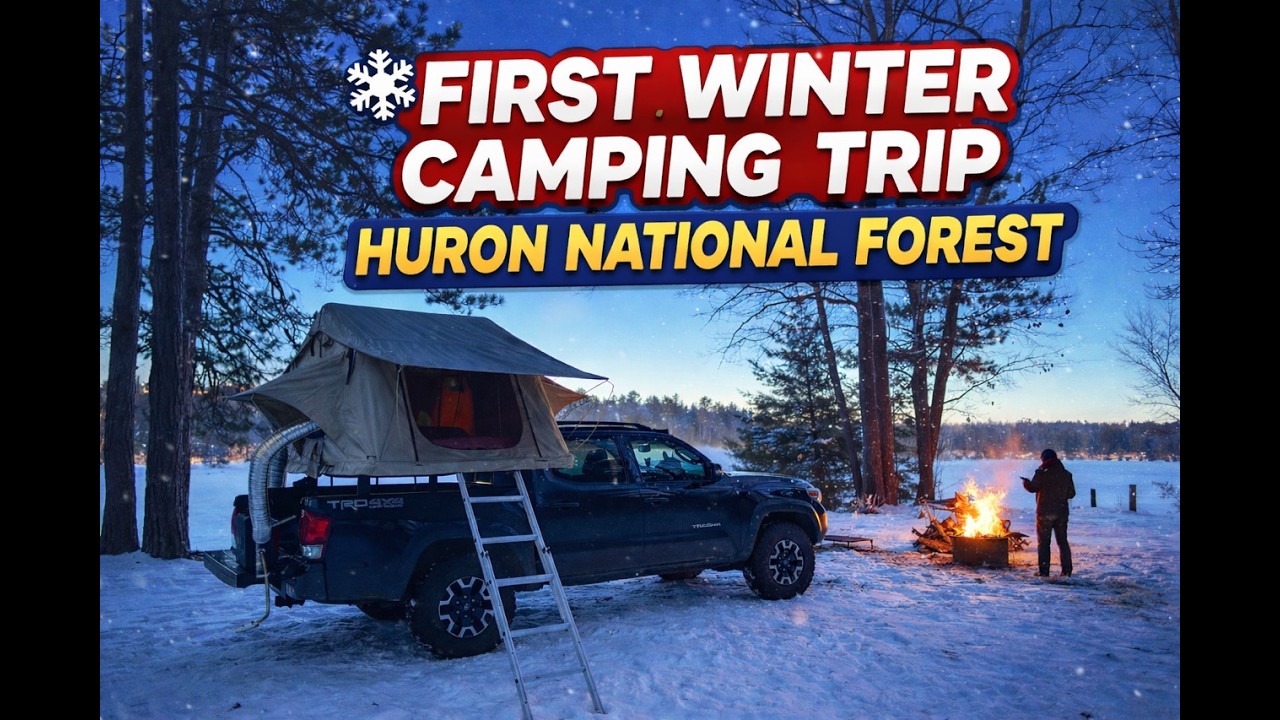 Winter Truck Camping  - Trail riding Northern Michigan's Huron National Forest Roads