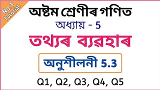 class 8 maths ex 5.3 q1 q2 q3 q4 q5 in assamese || class 8 maths ch 5 assamese medium