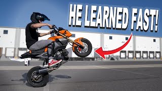 We Taught Him How To Wheelie!