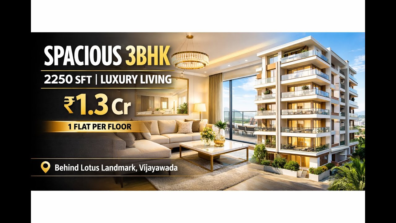 Spacious 3BHK Flat for Sale in Vijayawada | 2250 SFT | Luxury Living