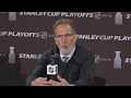 Coach John Tortorella speaks after the Columbus Blue Jackets sweep the Tampa Bay Lightning