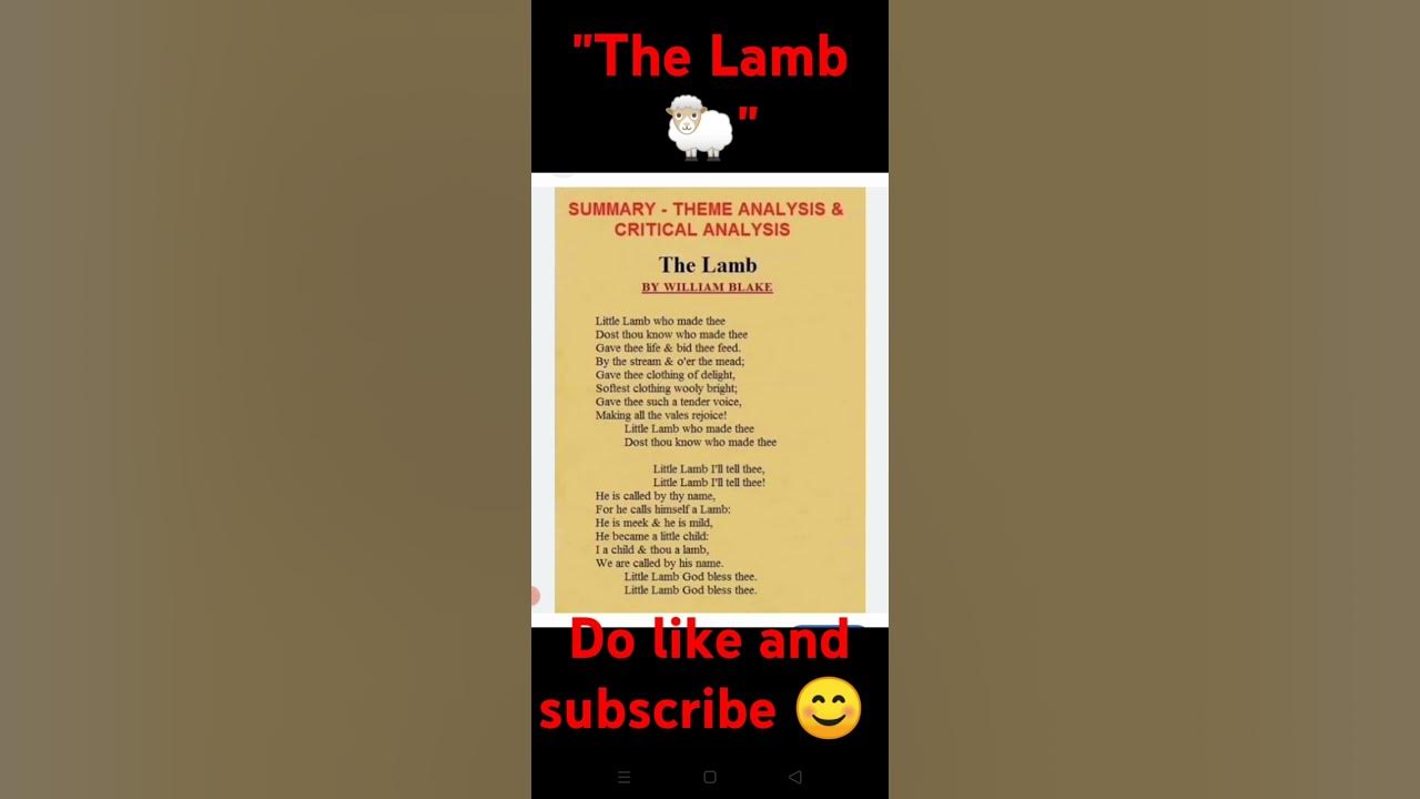 Poem The Lamb By William Blake Analysis Poem : The Lamb by William Blake , themes. - YouTube
