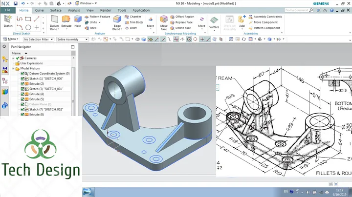 Unigraphics NX-Basic Part Modeling Practice Example 6