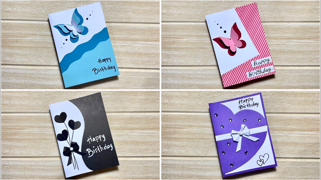 DIY 4 Easy Birthday Card Tutorial - YouTube