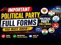 🏛️ Important Political Party Full Forms List 🇮🇳 | Indian Political Parties GK 📘 #politicalgk