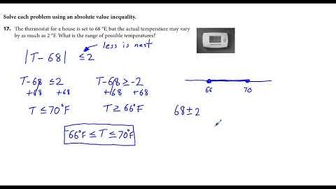 Algebra 2 Chapter 2.3 Exercises 14-22 Solving Real World Absolute Value Inequalities