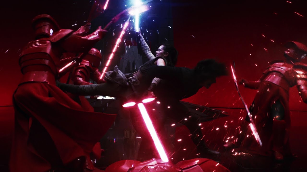Rey And Kylo Ren vs Praetorian Guards - 4K Ultra HD - Star Wars: The Last Jedi (Full Fight)