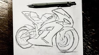 How to Draw a Motorcycle Step by Step / Drawing a Sports Bike  / Easy Drawing Tutorials