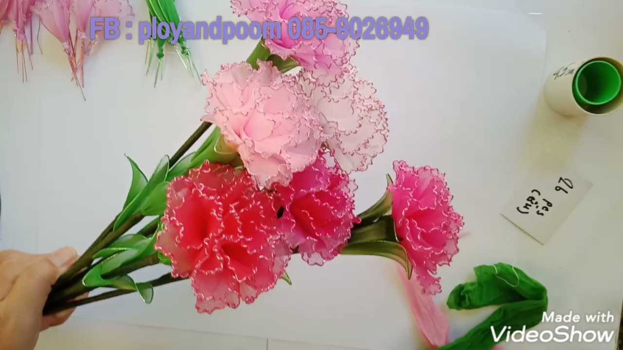 EP 193 : Carnations flowers (ดอกคาเนชั่น) How to make nylon flower by ployandpoom