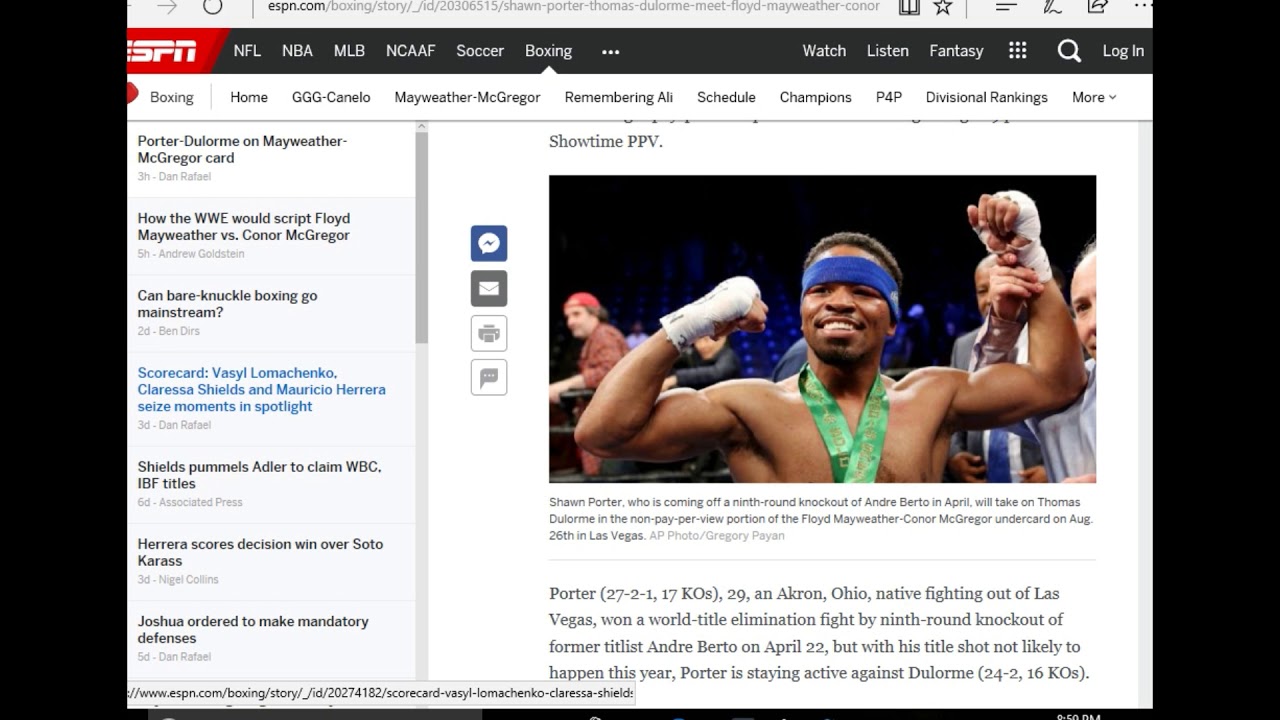 SHAWN PORTER ON THE CONOR MCGREGOR VS MAYWEATHER UNDERCARD YouTube