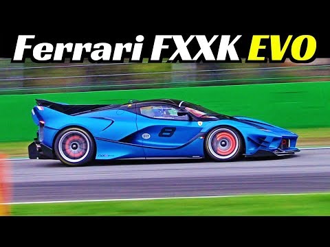 ferrari-fxx-k-+-fxx-k-evo-at-monza-racetrack---screaming-v12-engine,-backfires-&-glowing-brakes!