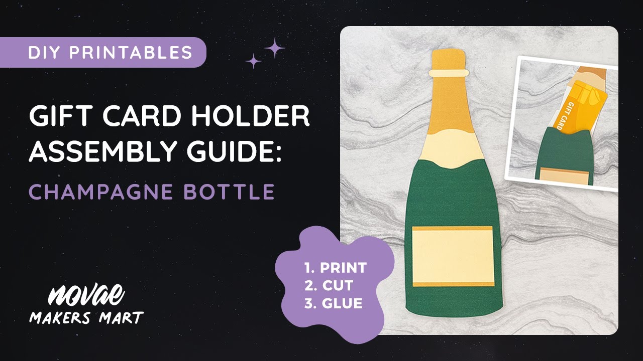 Printable Champagne Bottle Gift Card Holder | DIY Champagne Gift Card ...